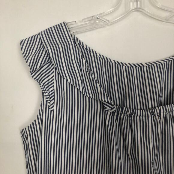 a.n.a Ruffle Cap Sleeve Striped Top Size Large - Picture 7 of 12